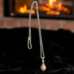 Elegant Silver and Gold Disco Ball Pendant Necklace